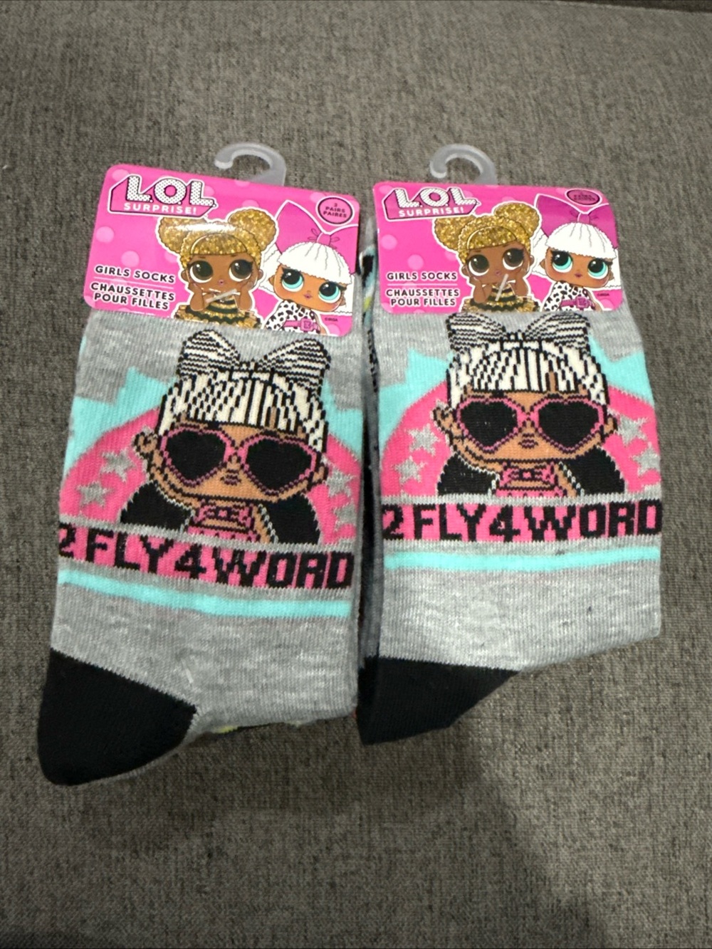 L.O.L. Surprise! Girls Character Socks in Pink- Size 10-13